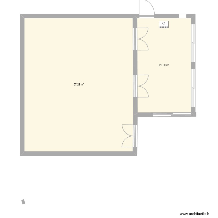 maison. Plan de 2 pièces et 77 m2