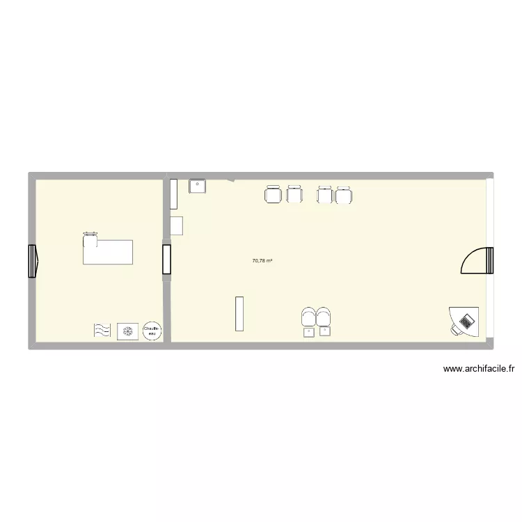 salon de coiffure nova.. Plan de 1  et 71 m²