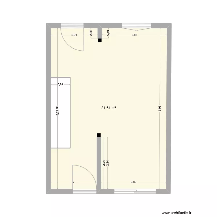 Chateau Nerac RDC. Plan de 2  et 37 m²