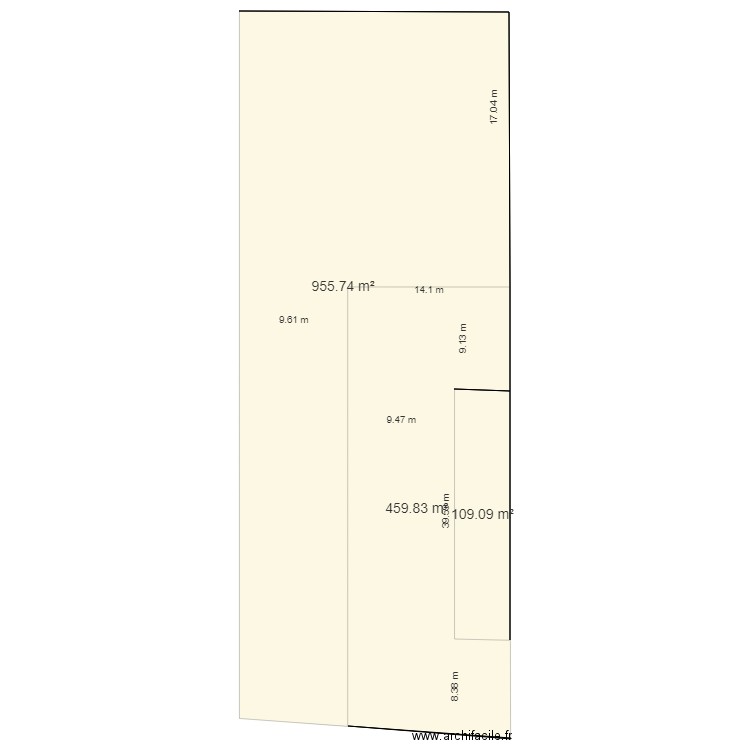 breviande sans cote. Plan de 3 pièces et 1525 m2