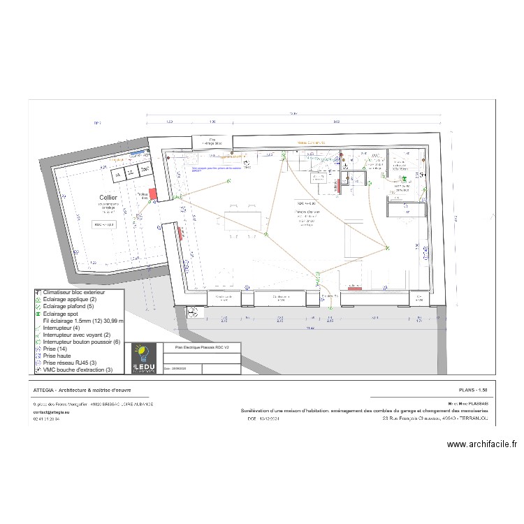 Plan Electrique Plassais RDC V2. Plan de 0 pièce et 0 m2