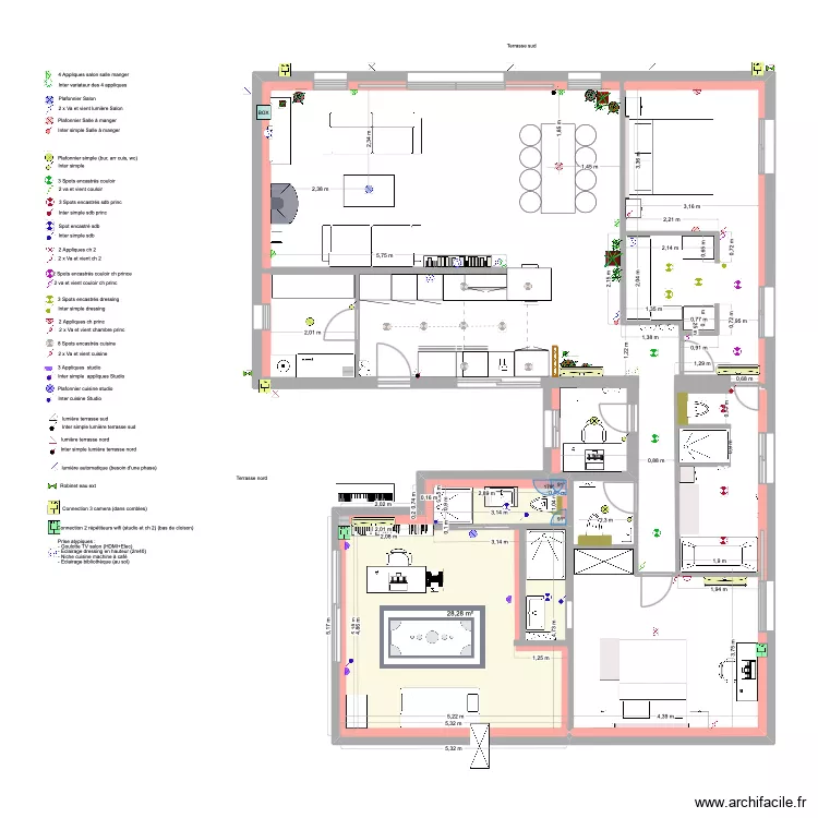 Maison EE final Electricit&eacute; MAJ2. Plan de 1  et 28 m²