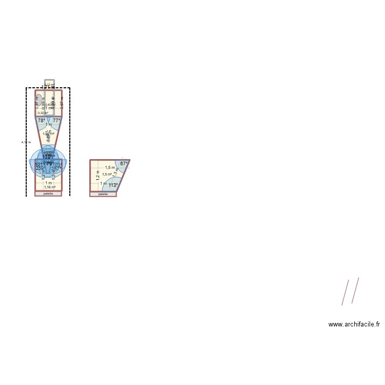 Cyclone. Plan de 7 pièces et 5 m2