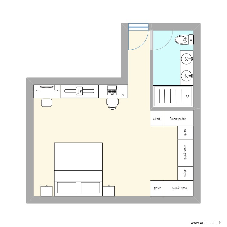 LIVRY R+1. Plan de 2 pièces et 29 m2