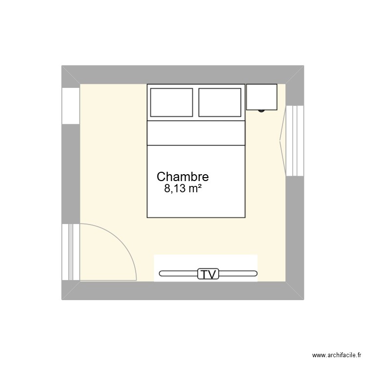 CHAMBRE NATHAN. Plan de 1 pièce et 8 m2