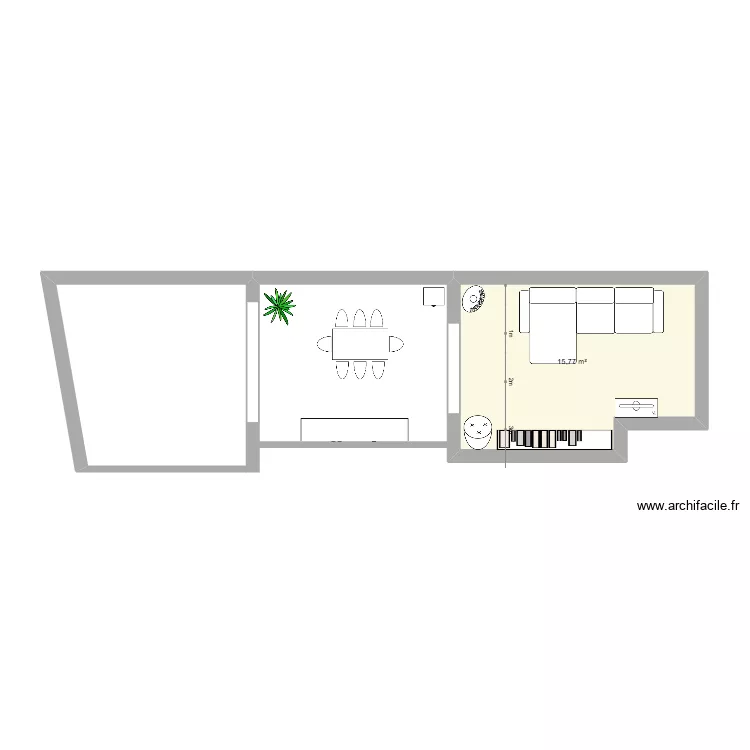 Maison. Plan de 1  et 16 m²