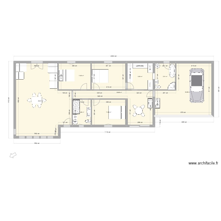 SARLAT 176 SDB DANS CARPORT. Plan de 8 pièces et 160 m2