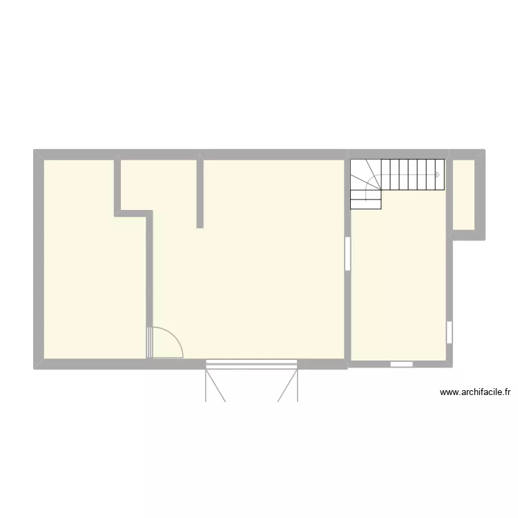 sous sol arhur. Plan de 3 pièces et 54 m²