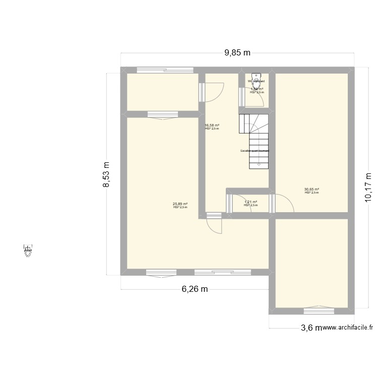 Carcassonne. Plan de 5 pièces et 76 m2