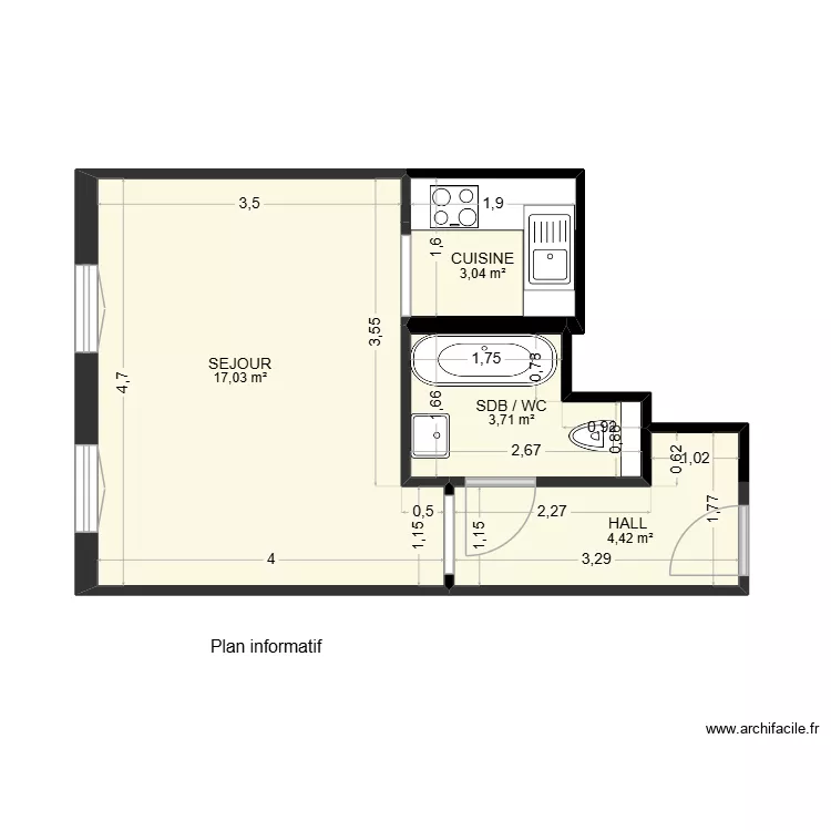 MBGETh25b0028. Plan de 4  et 28 m²