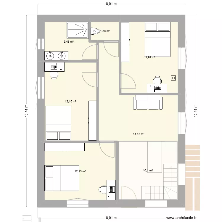 26-10 en long. Plan de 