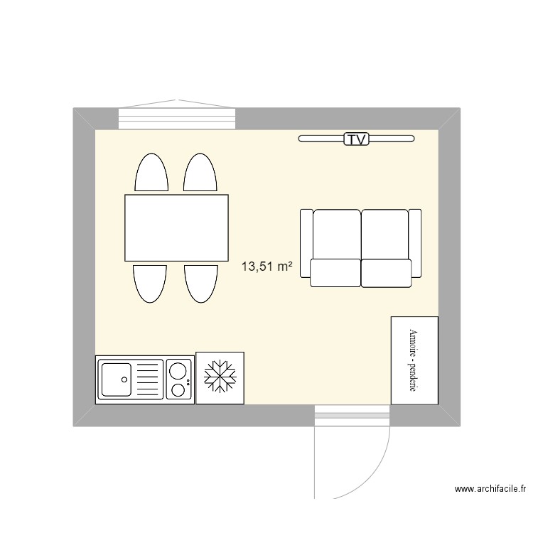 essai. Plan de 1 pièce et 14 m2