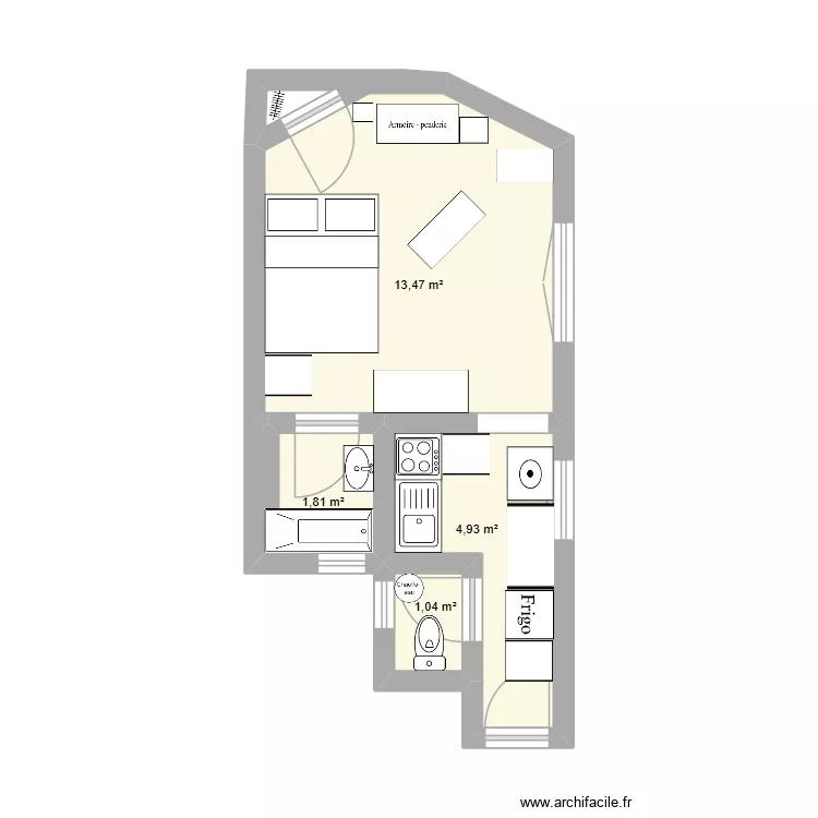 JIAN 4403. Plan de 4  et 21 m²