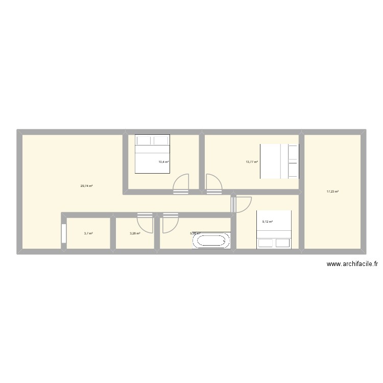 maison. Plan de 8 pièces et 93 m2