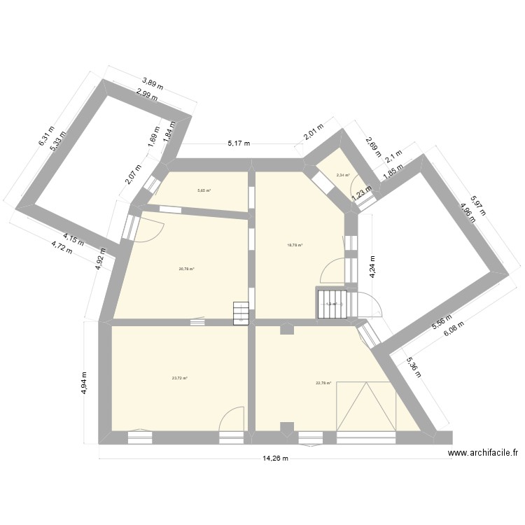 TOURVENTOUSE. Plan de 7 pièces et 95 m2