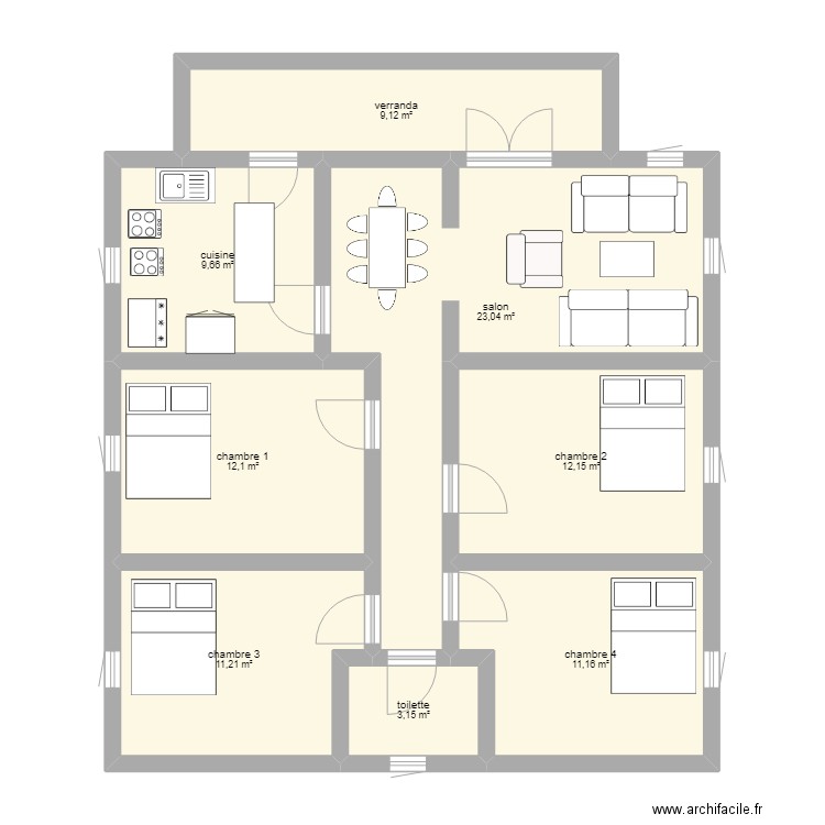 plan pasteur thomas. Plan de 8 pièces et 92 m2