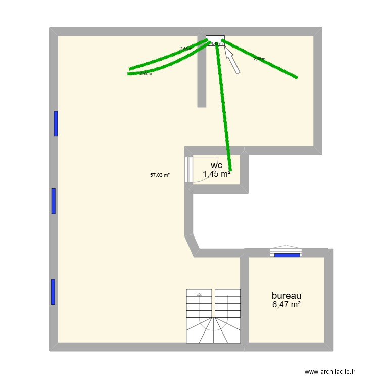 estelle et romain. Plan de 3 pièces et 65 m2