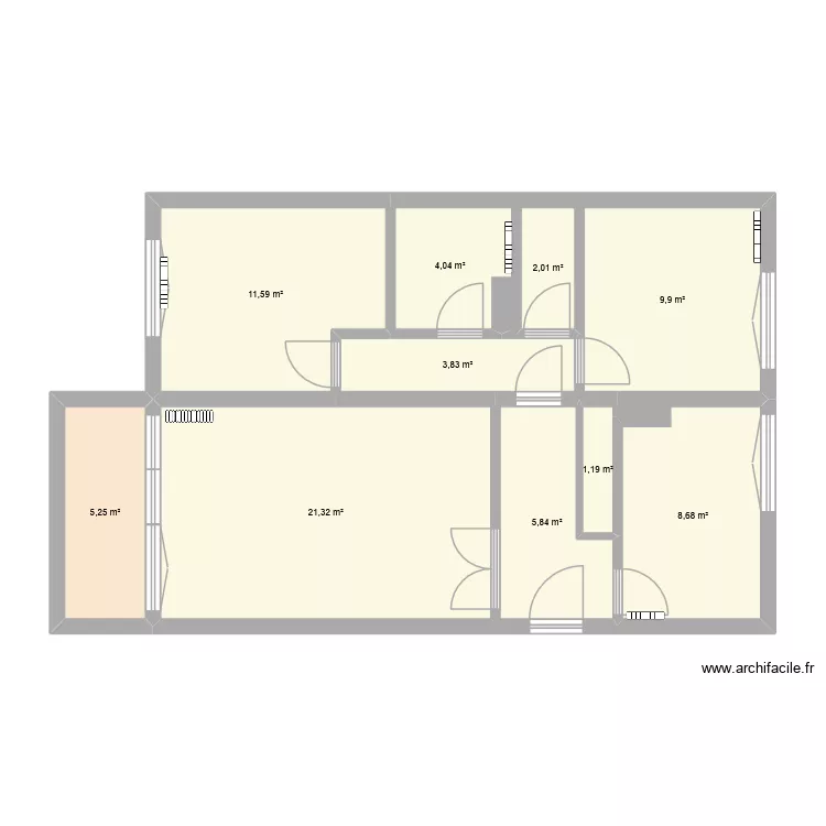 Plan Buisson r&eacute;nov&eacute;. Plan de 10  et 74 m²