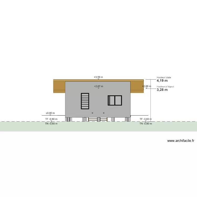 Plan maison 1 pan. Plan de 1 Pièce et 37 m² Plan maison 1 pan. Plan de 1 Pièce et 37 m²