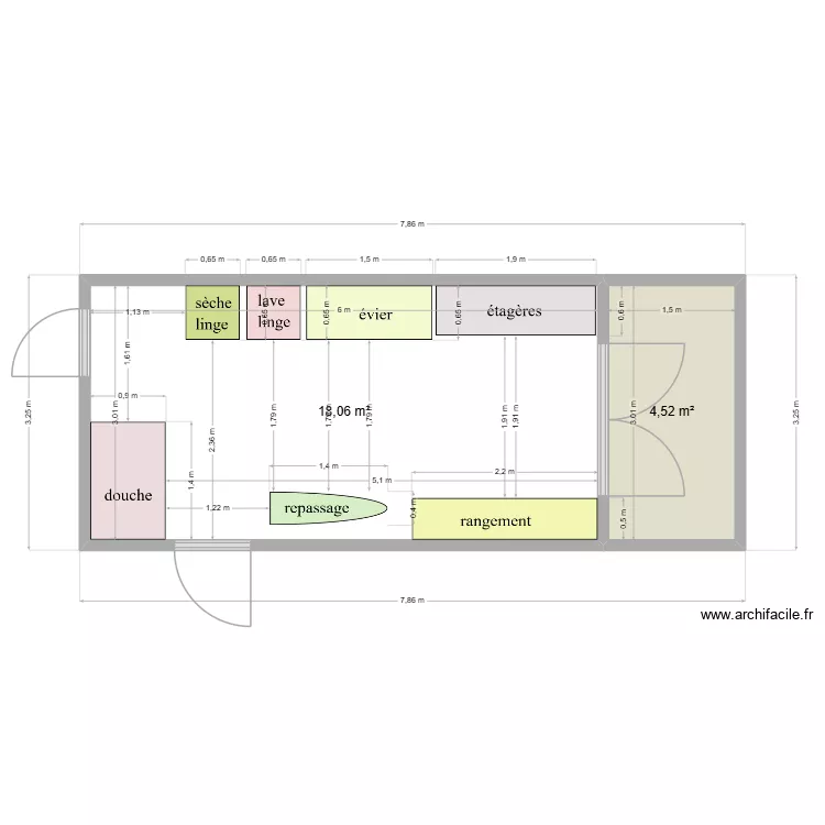 extension. Plan de 2  et 23 m²