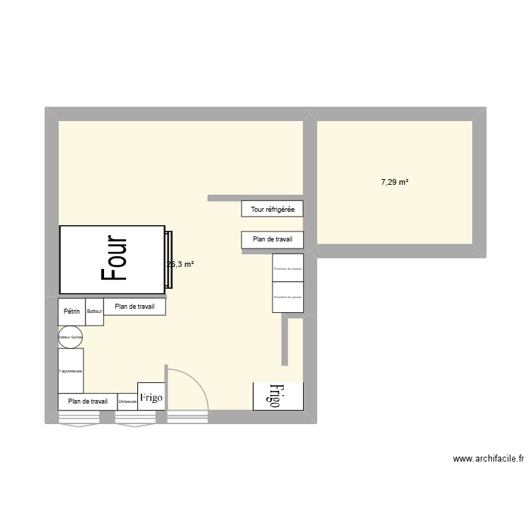 labo. Plan de 2 pièces et 34 m2