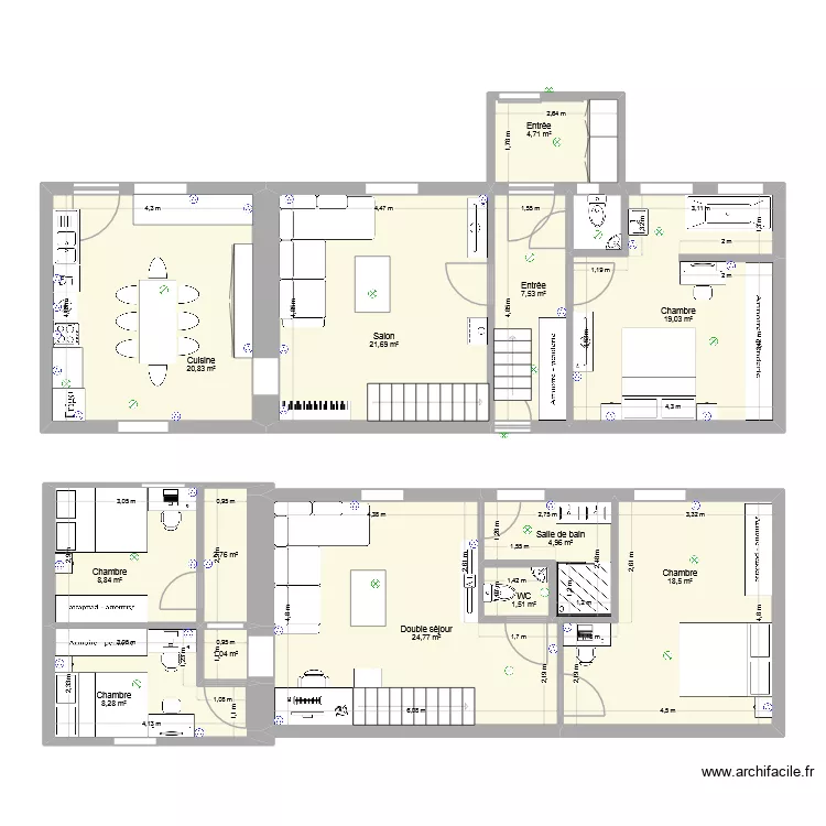 projet 5. Plan de 13  et 144 m²