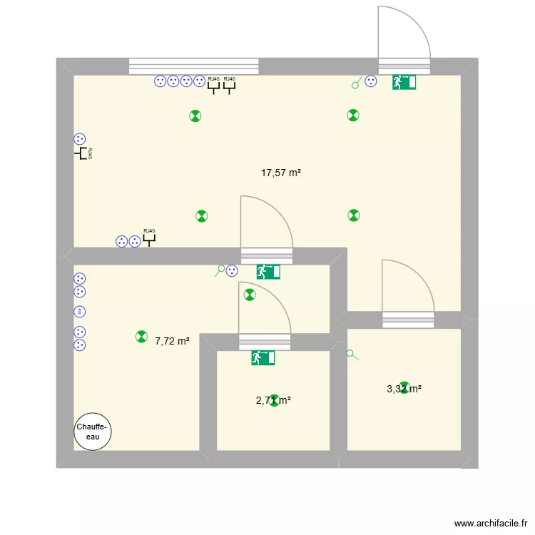 Bureaux HomeBox. Plan de 4 Pièces et 31 m²