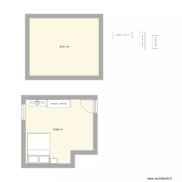 appart forcos et luna. Plan de 2 pièces et 31 m²