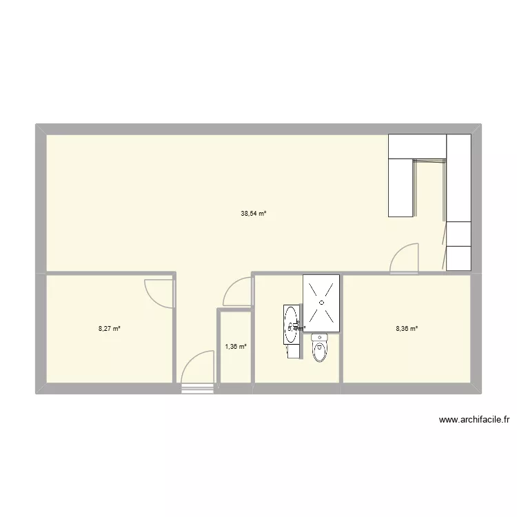 quentin GQ. Plan de 5  et 62 m²