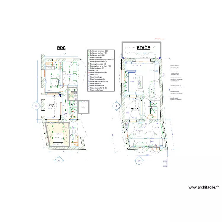 mas grans V4. Plan de 3  et 14 m²