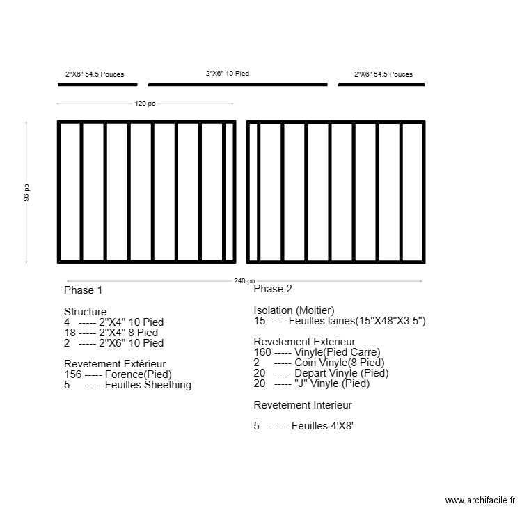 16X20 Mur Coté Fleuve. Plan de 9 pièces et 13 m2