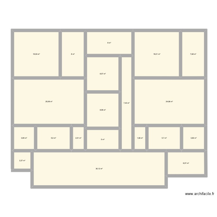 Plan nymp. Plan de 20 pièces et 203 m2