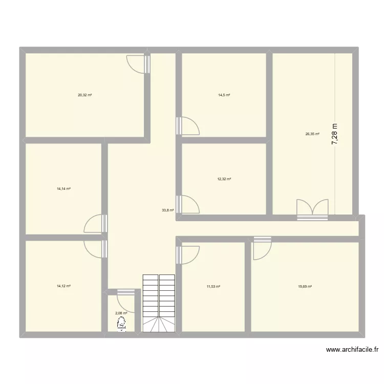 etagre. Plan de 10  et 169 m²