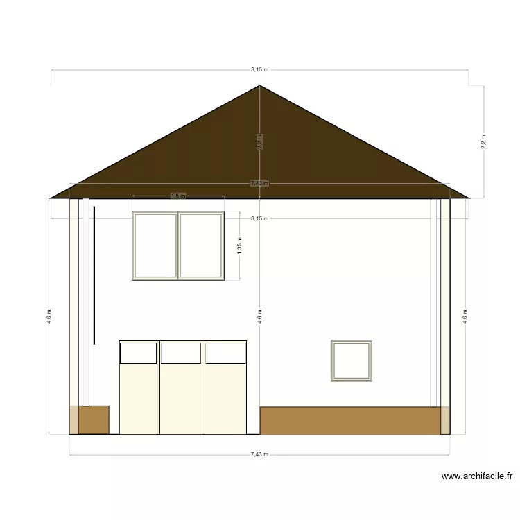 Fa&ccedil;ade Garage - Apr&egrave;s  travaux. Plan de 