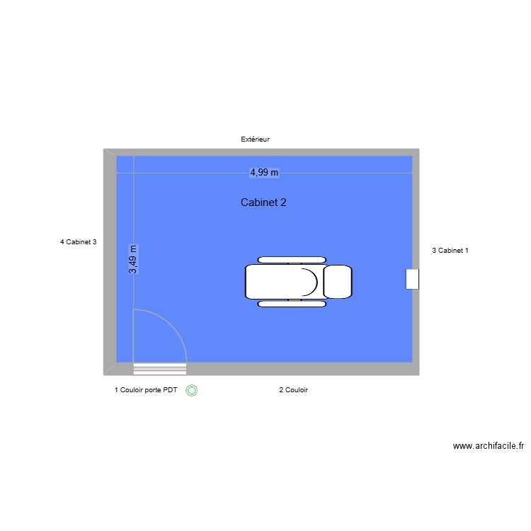 20010 Cabinet 2. Plan de 1 pièce et 17 m2