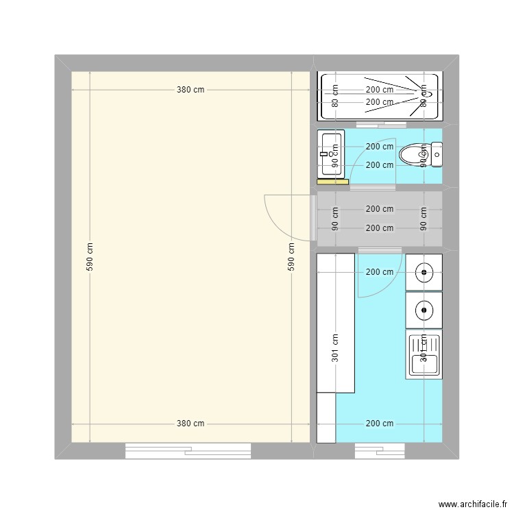 LIVRY RDC. Plan de 5 pièces et 34 m2