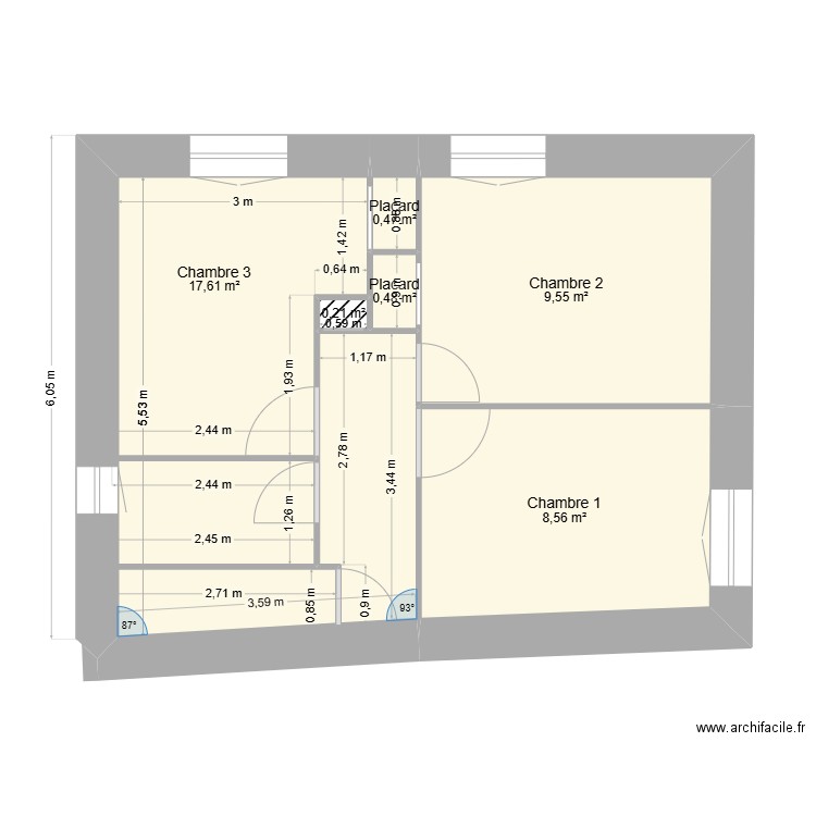 MAISON NNYFA ETAGE. Plan de 6 pièces et 37 m2