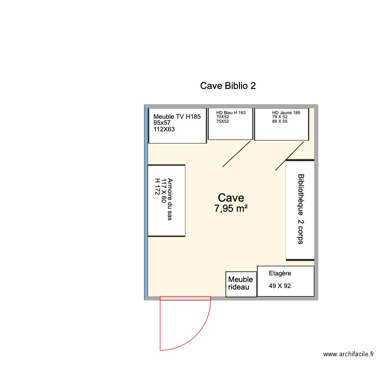 Cave Biblioth. 3. Plan de 1 pièce et 8 m2