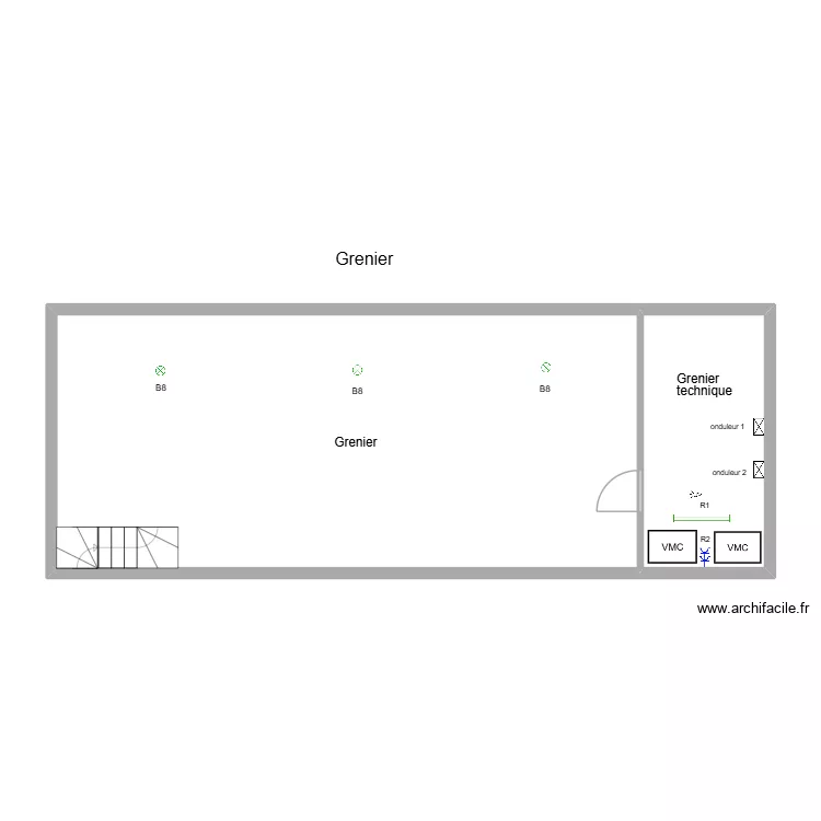 GRENIER SOHIER. Plan de 2  et 68 m²