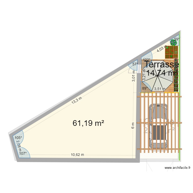 Extension maison de l'angle. Plan de 9 pièces et 374 m2