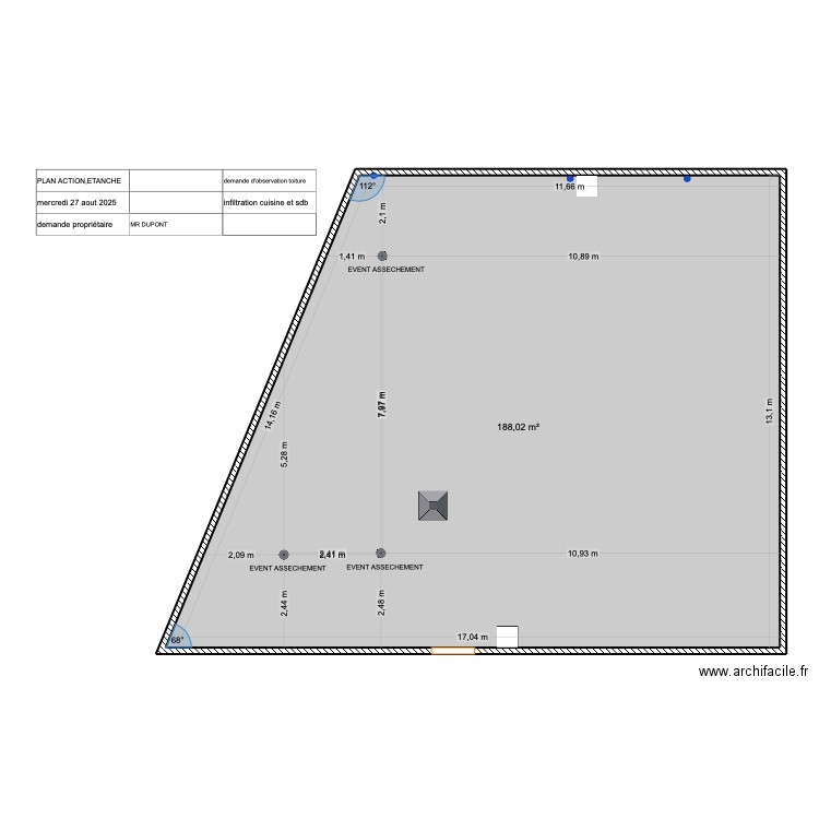 terres inaccessible d math F FRANCHETTE. Plan de 1 pièce et 188 m2