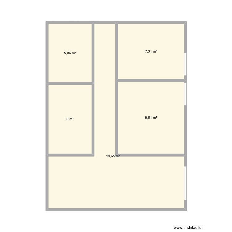 ThierGarten_1solution. Plan de 5 pièces et 48 m2