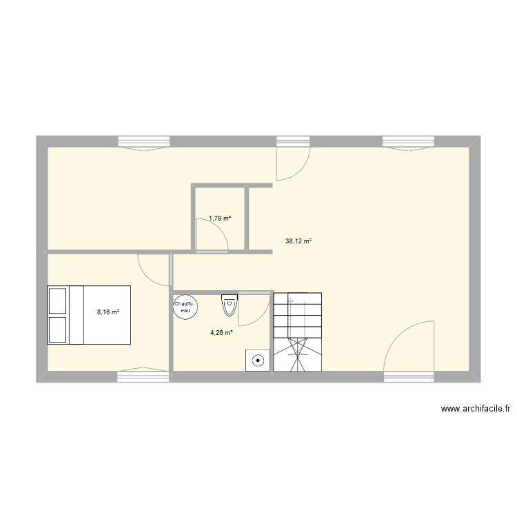 Plan RDC susville. Plan de 4 pièces et 52 m2