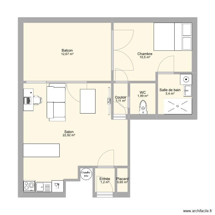 Appart Herblay. Plan de 8 pièces et 54 m2