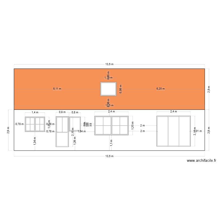 facade ouest. Plan de 0 pièce et 0 m2