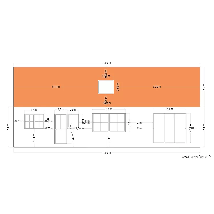 facade ouest. Plan de 