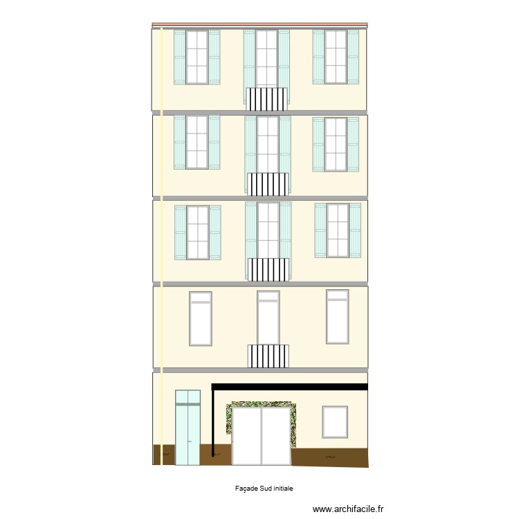 Fa&ccedil;ade Sud  initiale 3. Plan de 0 pièce et 0 m2