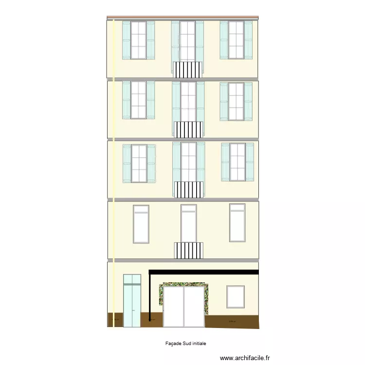 Fa&ccedil;ade Sud  initiale 3. Plan de 