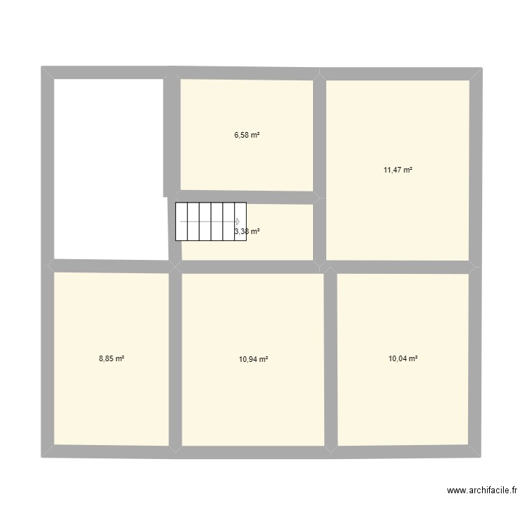 1er etage st victor. Plan de 6 pièces et 51 m2