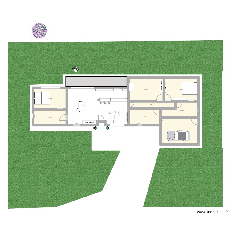 projet 1-1. Plan de 8 pièces et 73 m2